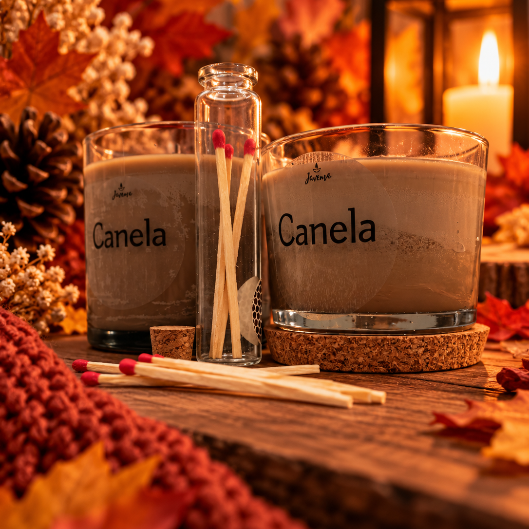 Vela de soja Canela con cerillas
