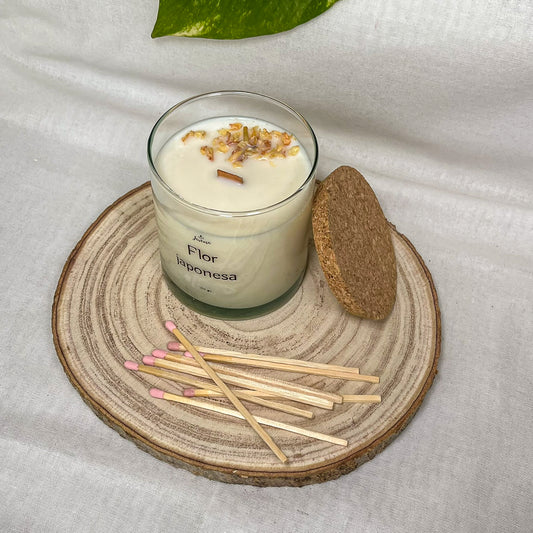 Vela Soja 250 g con Cerillas – Flor Japonesa