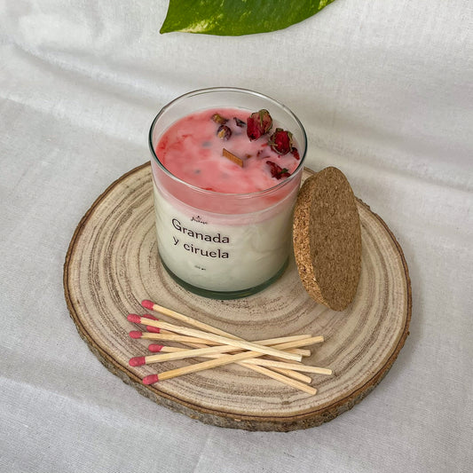 Vela Soja 250 g con Cerillas – Granada y Ciruela