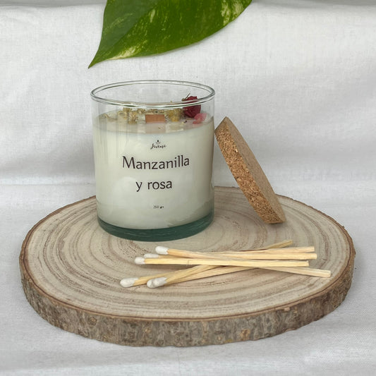 Vela Manzanilla y Rosa 250 g con Cerillas