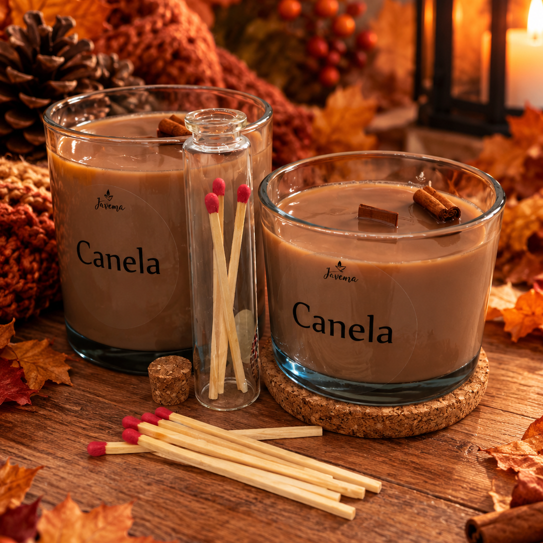 Vela de soja Canela con cerillas