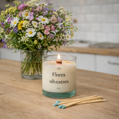 Vela Flores Silvestres con Cerillas
