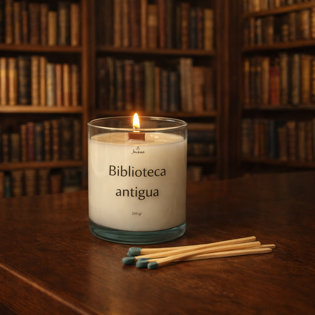 Vela Biblioteca Antigua con Cerillas