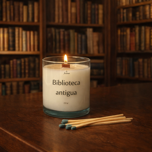 Vela Biblioteca Antigua con Cerillas