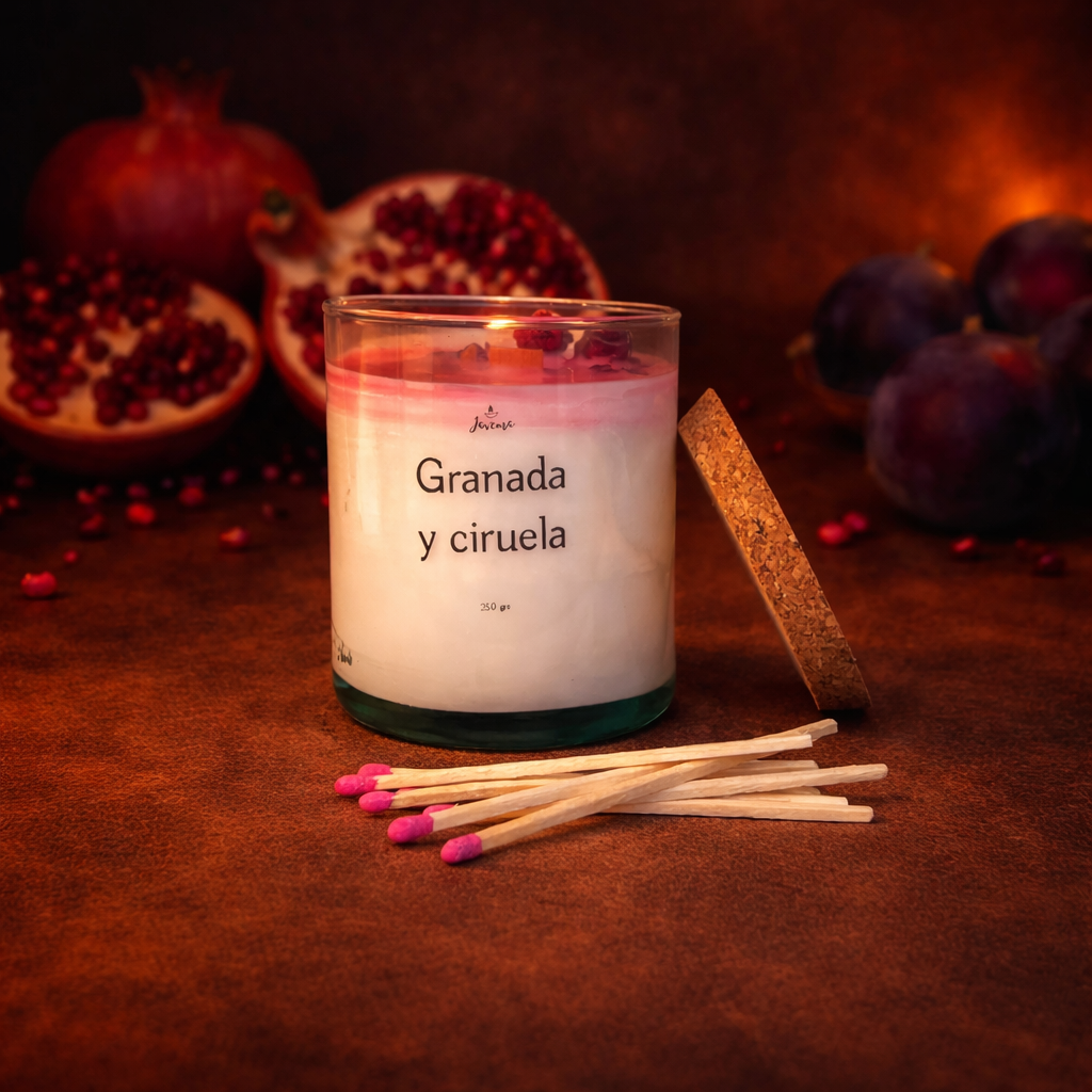 Vela Granada y Ciruela 250 g con Cerillas