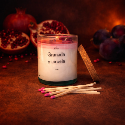 Vela Granada y Ciruela 250 g con Cerillas