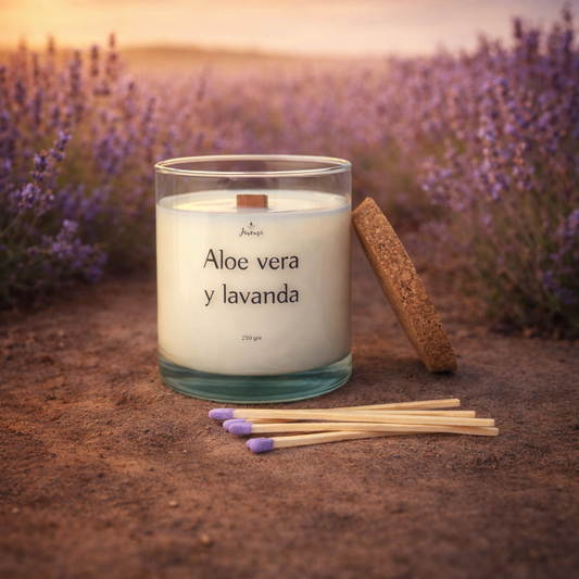 Vela Aloe Vera y Lavanda 250 g con Cerillas