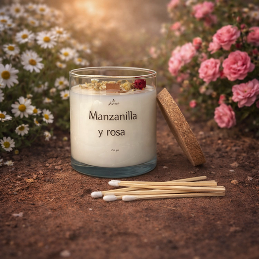 Vela Manzanilla y Rosa 250 g con Cerillas