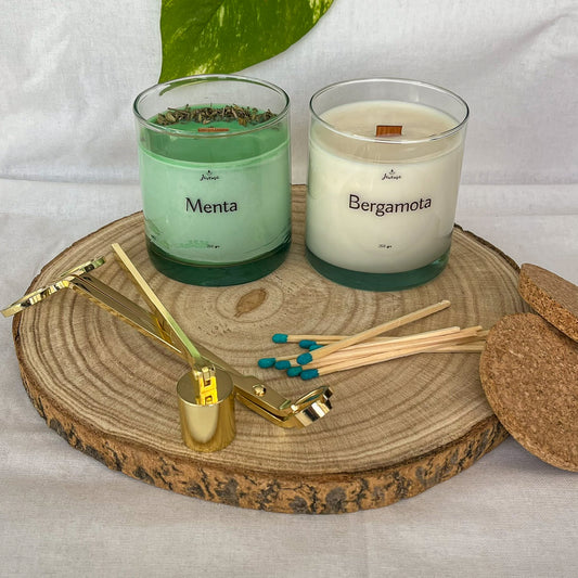 Pack Velas Soja 250 g con Kit – Menta & Bergamota