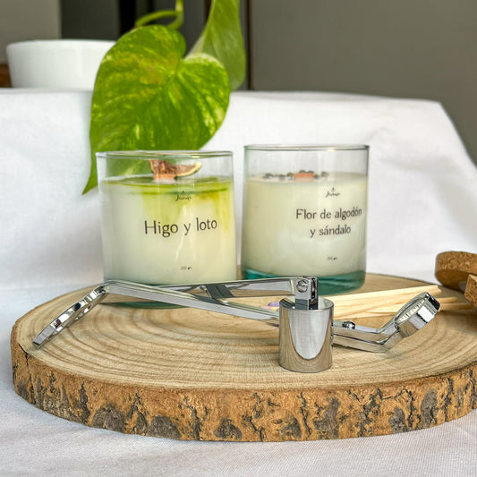 Pack Velas Soja 250 g con Kit – Higo y Loto & Flor de Algodón y Sándalo