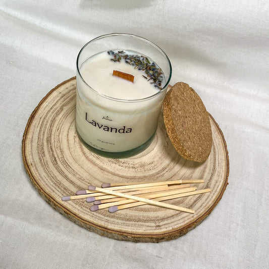 Vela de Lavanda 250 g con Cerillas – Soja Natural