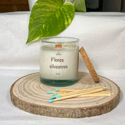 Vela Flores Silvestres con Cerillas