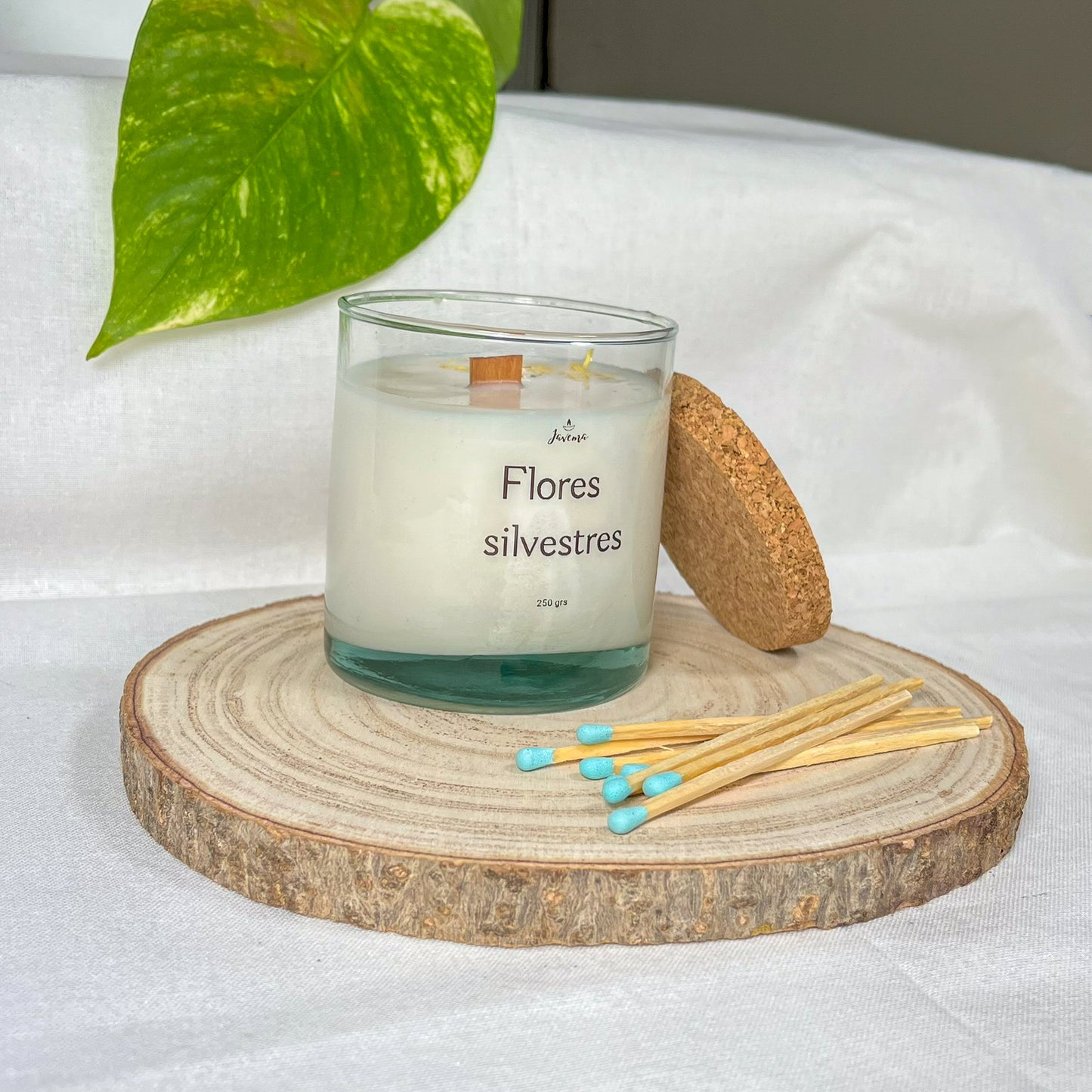 Vela Flores Silvestres con Cerillas