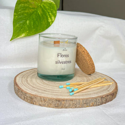 Vela Flores Silvestres con Cerillas