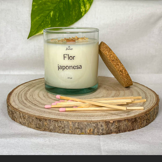 Vela Soja 250 g con Cerillas – Flor Japonesa