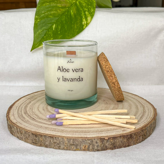Vela Soja 250 g con Cerillas – Aloe Vera y Lavanda
