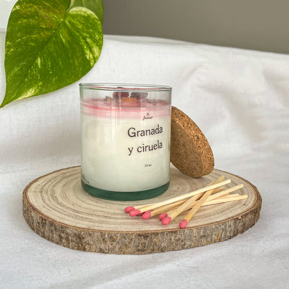 Vela Granada y Ciruela 250 g con Cerillas
