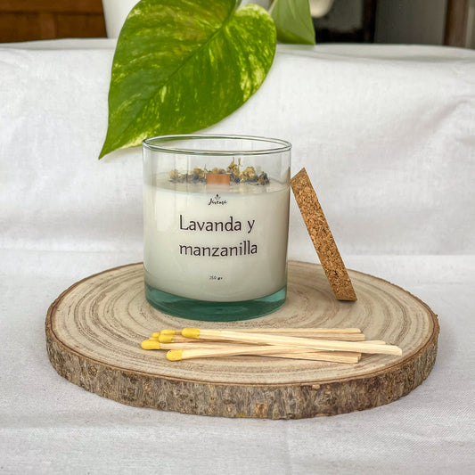 Vela Soja 250 g con Cerillas – Lavanda y Manzanilla