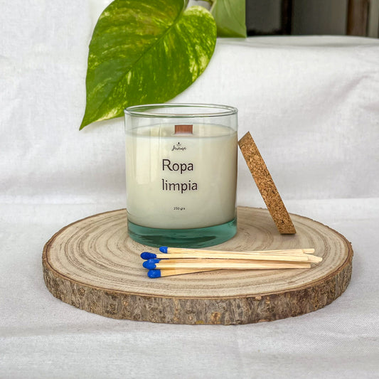 Vela Soja 250 g con Cerillas – Ropa Limpia