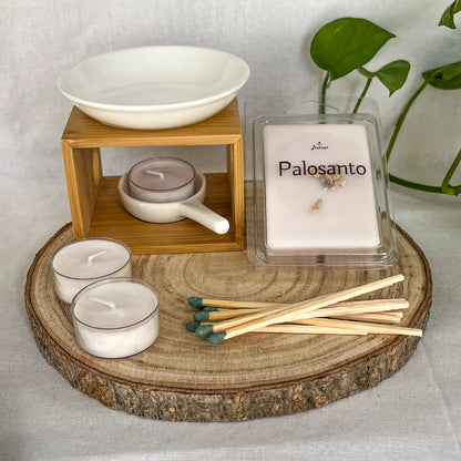 Pack Quemador Mediano Bambú + Wax Melts