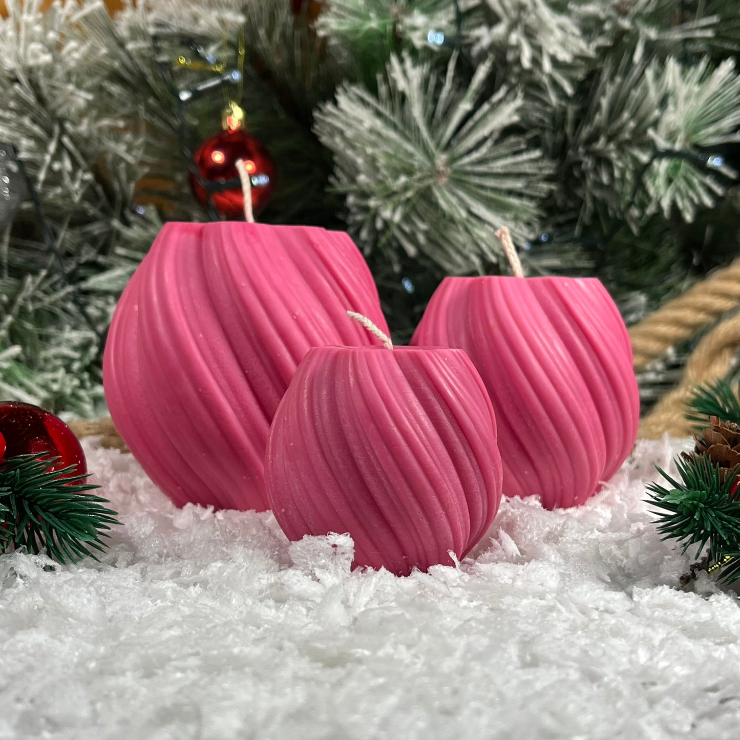 Set de Velas Esfera Acanalada – Armonía en tres formas