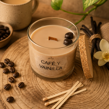 Vela aromática de café y vainilla