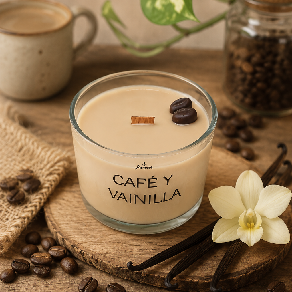 Vela aromática de café y vainilla