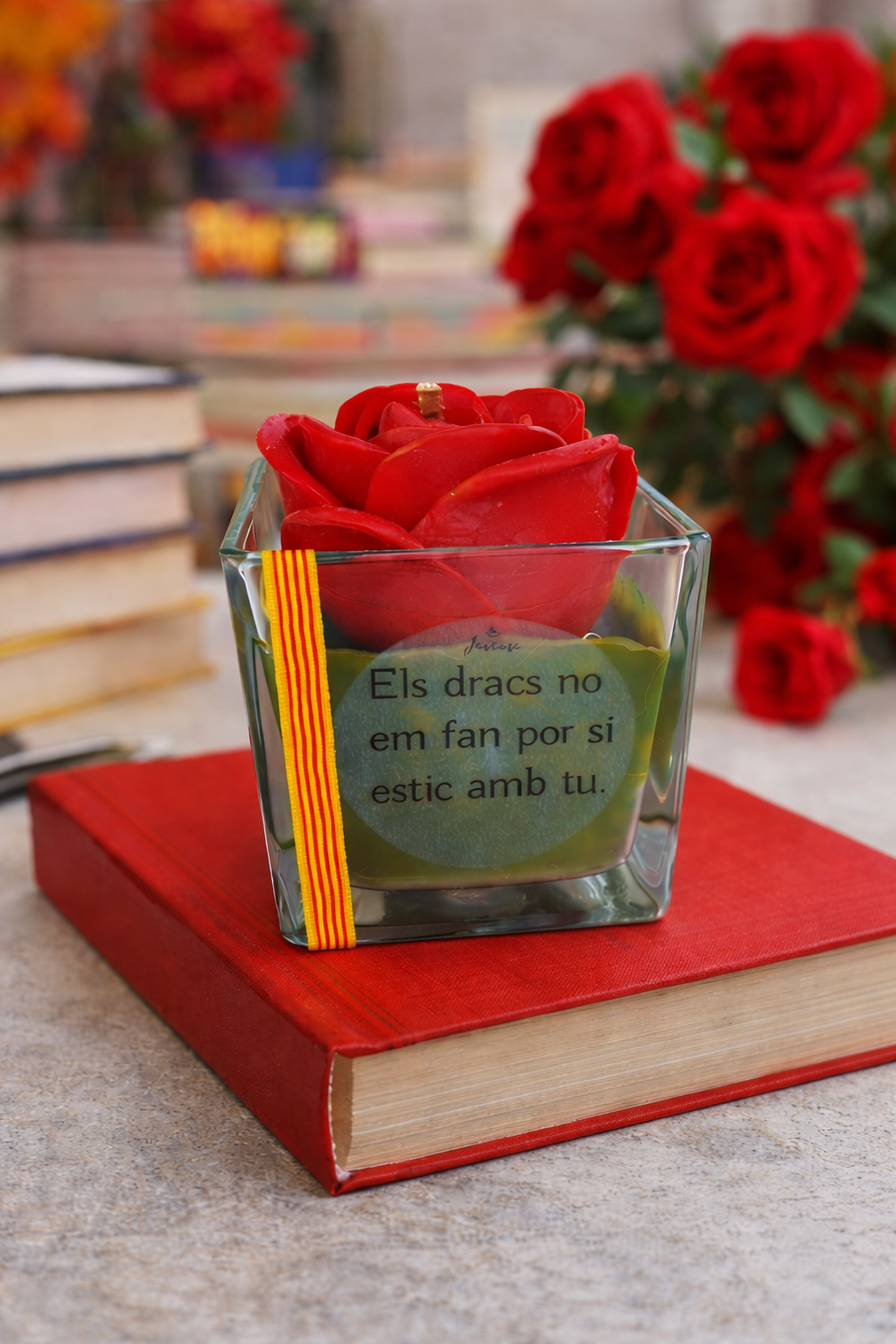 Vela Rosa en cristal-Sant Jordi
