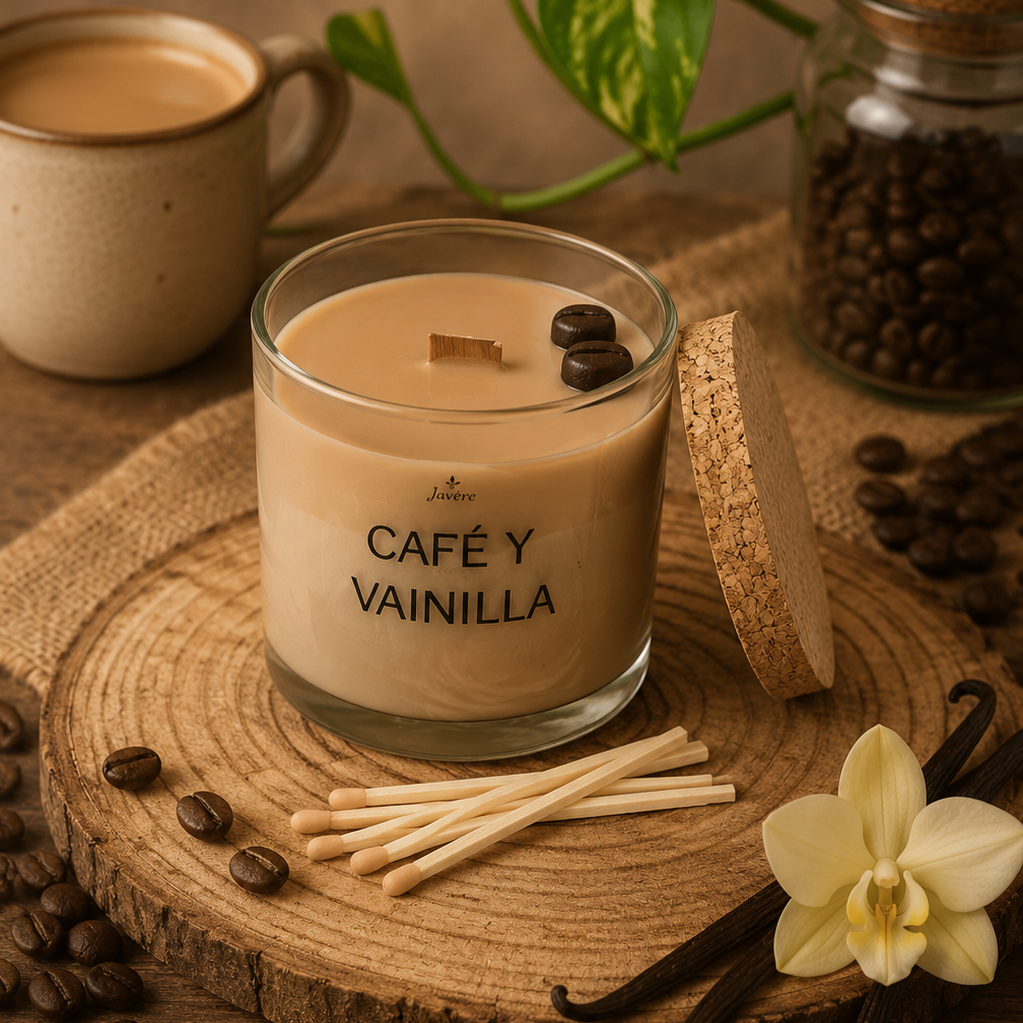 Vela aromática de café y vainilla