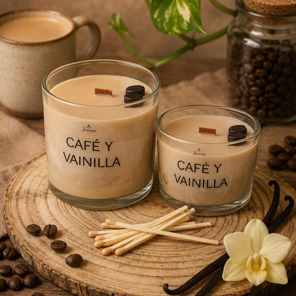 Vela aromática de café y vainilla