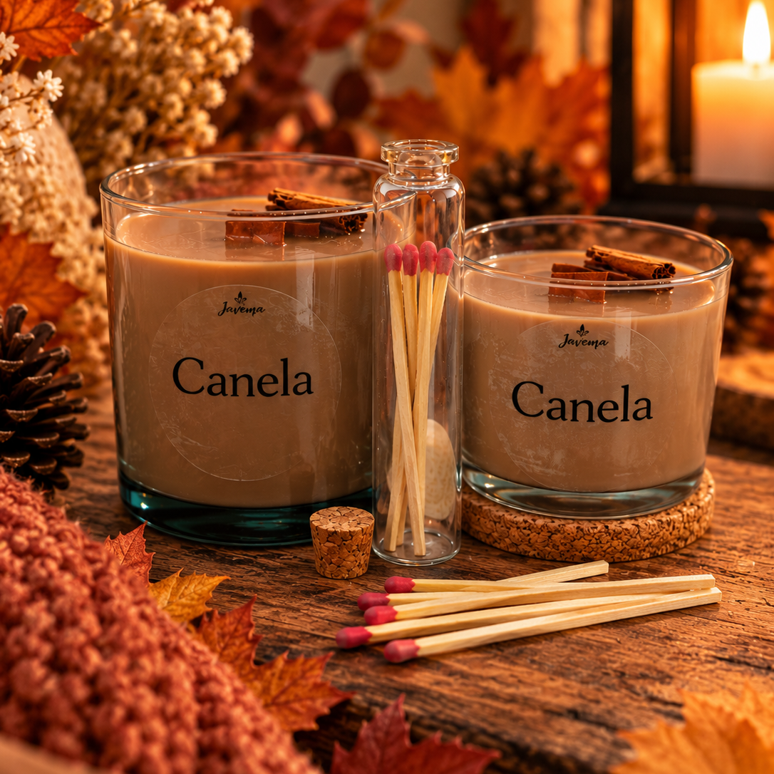 Vela de soja Canela con cerillas