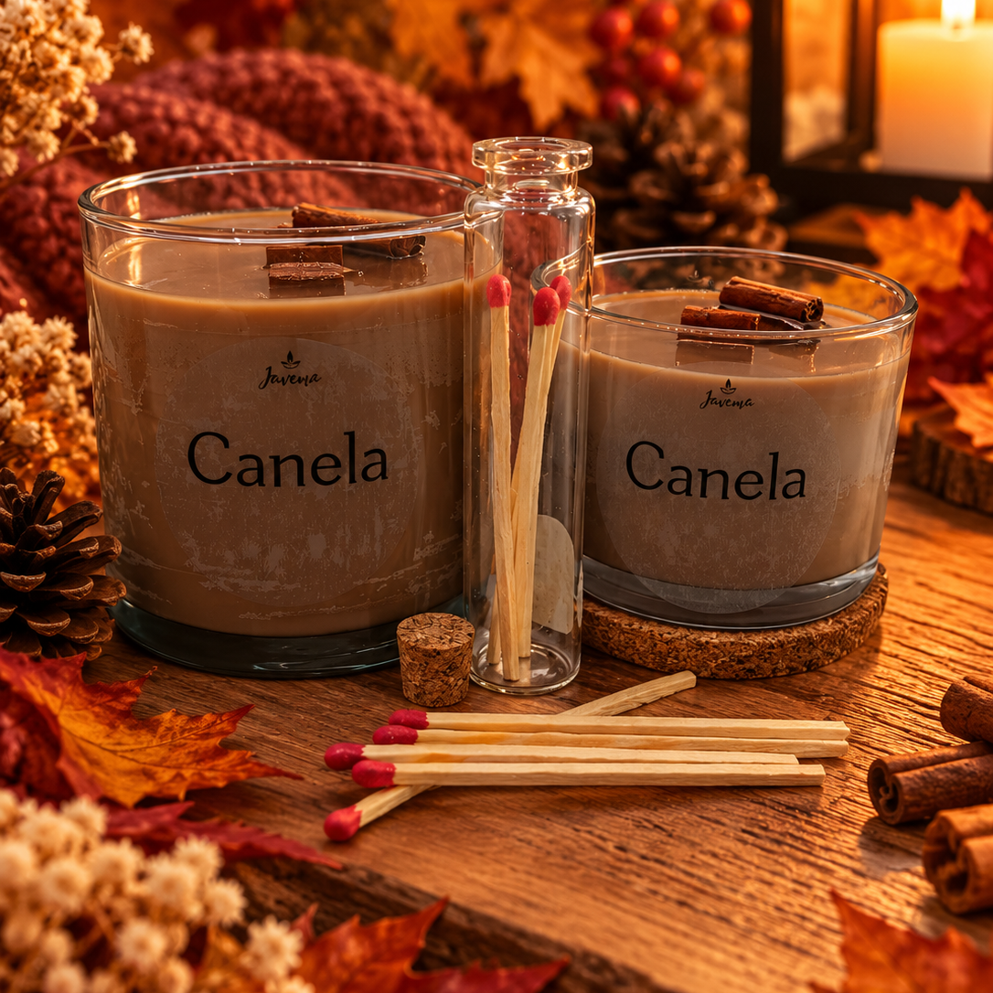 Vela de soja Canela con cerillas