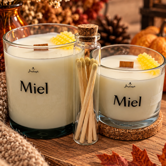 Vela de soja Miel con cerillas